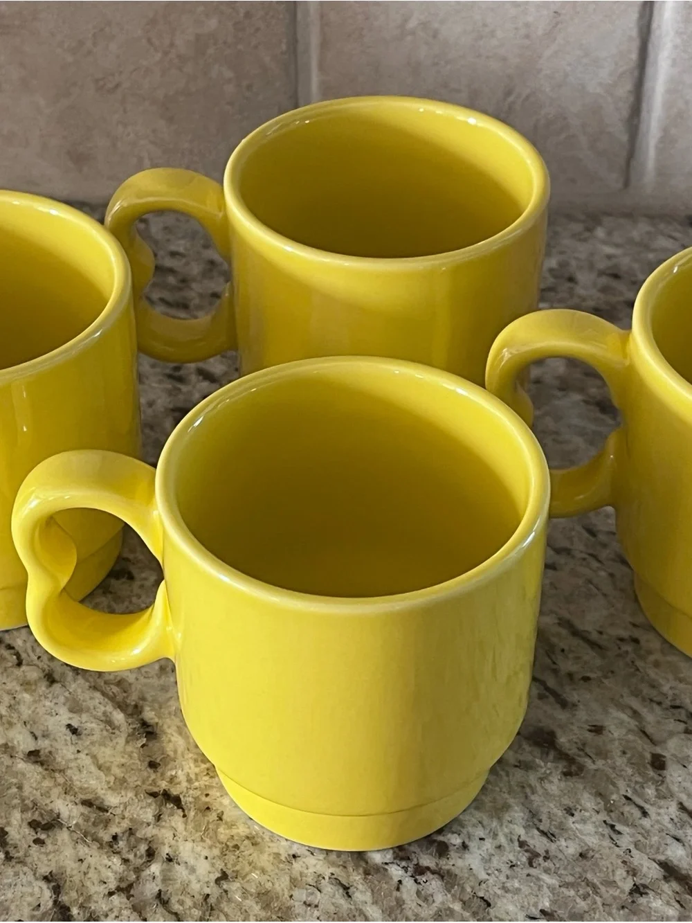 Homer Laughlin 7oz Sunflower Yellow Stackable Ceramic Mugs - Set of 4